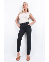 Boutique Store High Waist Tailored Cigarette Trousers - Black
