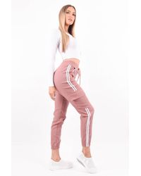 Boutique Store Pink High Waist Side Striped Cargo Trousers