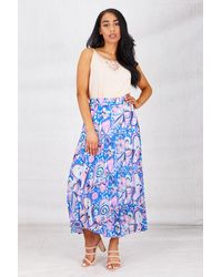 Boutique Store - Multicolour Printed Pleated Maxi Skirt With Elasticated Waistband - Lyst