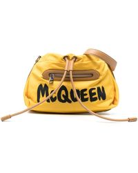 Alexander McQueen Logo-print Drawstring Crossbody Bag - Metallic
