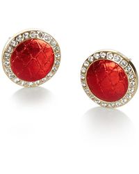 Brahmin Round Crystal Earrings - Red