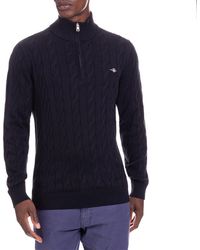GANT - Cable Knit Half-Zip Jumper - Lyst