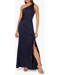 Adrianna Papell - Stretch Satin Floral Applique Gown - Lyst
