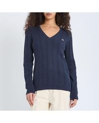 Crew - V Neck Cotton Logo Jumper - Lyst
