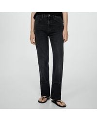 Mango - Cotton Turned Up Straight Jeans - Lyst