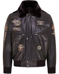 Infinity Leather - Leather Bomber Jacket Air Force Badge Pilot Flying Us Aviator Jacket - Lyst