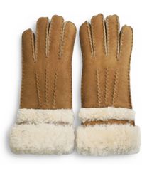 Infinity Leather - Genuine Tan Sheepskin Suede Gloves With Roll Up/Down Cuff - Lyst