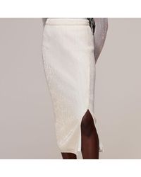 Whistles - Ivory Sadie Sequin Column Skirt - Lyst