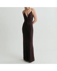 Mango - V-Neck Satin Dress - Lyst
