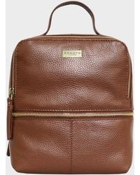 Assots London - 'ella' Tan Pebble Grain Mini Real Leather Backpack For Women - Lyst