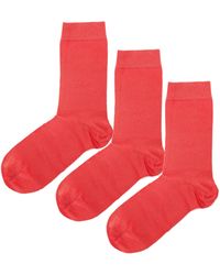 Jemsox - 3 Pack Luxury Pure Colour Coral Socks - Lyst