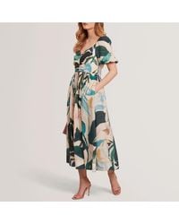 Ted Baker - Multi Moyla Print Puff Sleeve Dress - Lyst