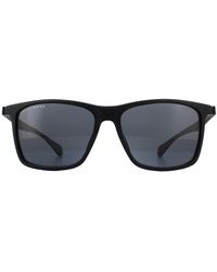 BOSS - Rectangle Matte Sunglasses - Lyst