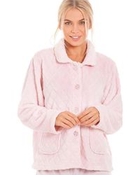 CAMILLE - Supersoft Diamond Print Button Up Bed Jacket - Lyst