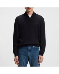 BOSS - 1/4 Zip Padro Cotton Jumper - Lyst