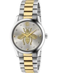 Gucci - G-timeless 38mm Stainless Steel And Pvd-plated Watch - Lyst