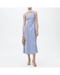 Mango - Striped Flared Midi-Dress - Lyst