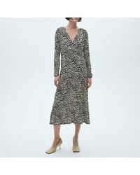 Mango - Ecru Leopard-Print Long Dress - Lyst