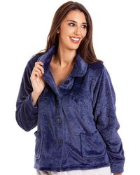 CAMILLE - Button Up Rose Embossed Bed Jacket - Lyst