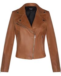 Infinity Leather - Tan Classic Leather Brando Biker Jacket-Loughton - Lyst