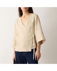 Jigsaw - Linen Wrap Front Top - Lyst