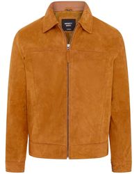 Infinity Leather - Retro Tan 100% Goat Suede Leather Harington Biker Jacket - Lyst