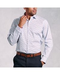 Brook Taverner - Regular Fit Ditsy Floral Print Stretch Cotton Shirt - Lyst