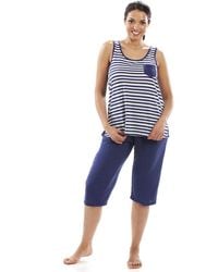 CAMILLE - Lightweight Striped Capri Bottom Pyjama Set - Lyst