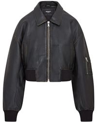 Infinity Leather - Vintage Oversized Leather Ma-1 Bomber Jacket - Lyst