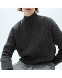 Mango - Charcoal Wool Oversized High Neck Jumper - Lyst