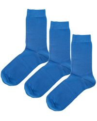 Jemsox - 3 Pack Luxury Pure Colour Electric Cobalt Socks - Lyst