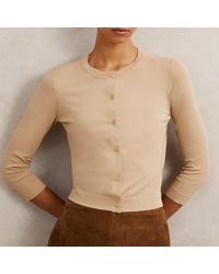 Reiss - Neutral Mara Lightweight Cropped Cardigan - Lyst