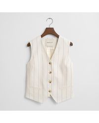 GANT - Ecru Pinstripe Linen Vest - Lyst