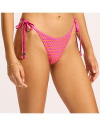 Seafolly - Hot Mesh Effect Tie Side Rio Bikini Pant - Lyst