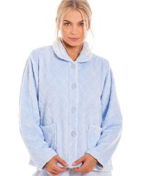 CAMILLE - Supersoft Diamond Print Button Up Bed Jacket - Lyst