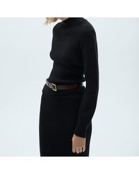 Mango - Ribbed High Neck Jumper - Lyst