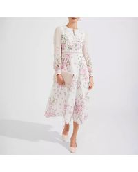Hobbs - Cream Floral Skye Silk Dress - Lyst