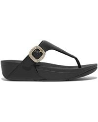 Fitflop - Lulu Crystal-Buckle Leather Toe-Post Sandals - Lyst