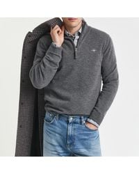 GANT - Dark Superfine Lambswool Quarter Zip Jumper - Lyst