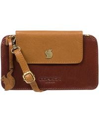 Conkca - 'Little Wonder' Conker And Dark Tan Leather Cross Body Clutch Bag - Lyst