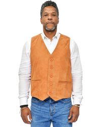 Infinity Leather - Soft Suede Tan Leather Waistcoat-Grays - Lyst