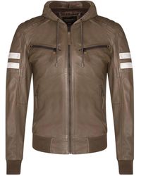 Infinity Leather - Leather Hooded Bomber Jacket - Lyst