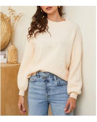 Sofiacashmere - Cashmere Blend Pearl Bow Jumper - Lyst