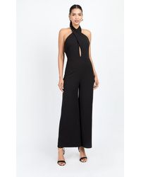 Little Mistress - Bow Back Halter Jumpsuit - Lyst