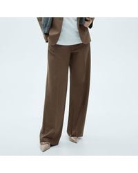 Mango - Straight-Fit Trousers With Elastic Waist - Lyst