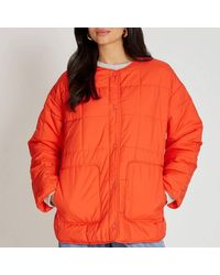 Little Mistress - Tomato Quilted Jacket - Lyst