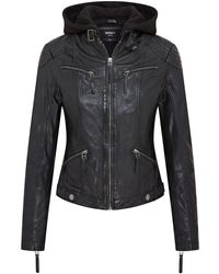 Infinity Leather - Hooded Classic Biker Jacket - Lyst