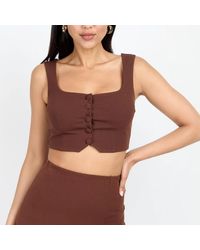 Little Mistress - Chocolate Button Front Bralette Top - Lyst