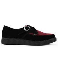 Infinity Leather - Pointed Creeper Burgundy Suede Monk Buckle Platform Shoes - Lyst