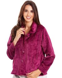 CAMILLE - Button Up Rose Embossed Bed Jacket - Lyst